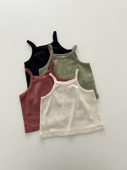 Toddler Mel SS26 Ribbed Noodle Strap Tank Top (1 - 8y) - 4 Colors kids outfit