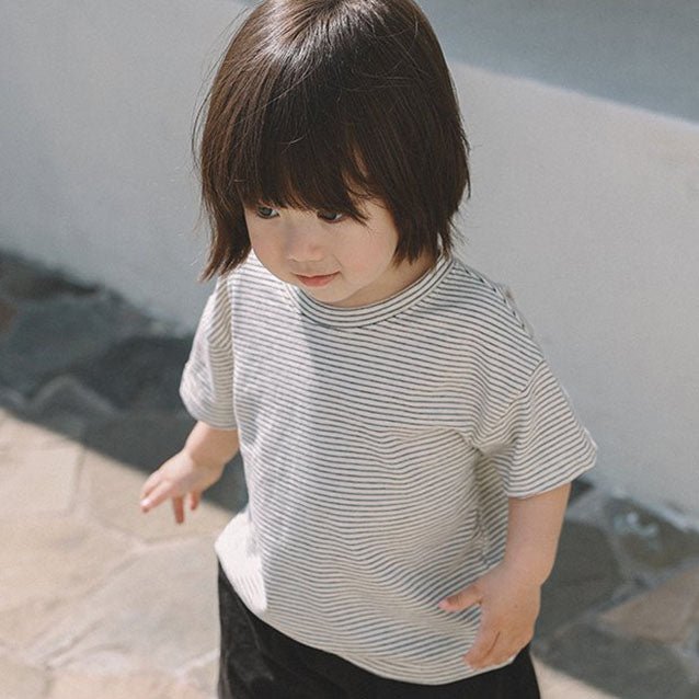 Toddler Mel SS26 Stripe Cotton Short Sleeve Top (1 - 8y) - 2 Colors kids outfit