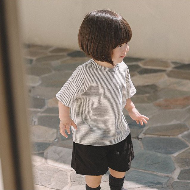 Toddler Mel SS26 Stripe Cotton Short Sleeve Top (1 - 8y) - 2 Colors kids outfit