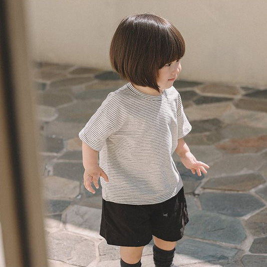 Toddler Mel SS26 Stripe Cotton Short Sleeve Top (1 - 8y) - 2 Colors kids outfit