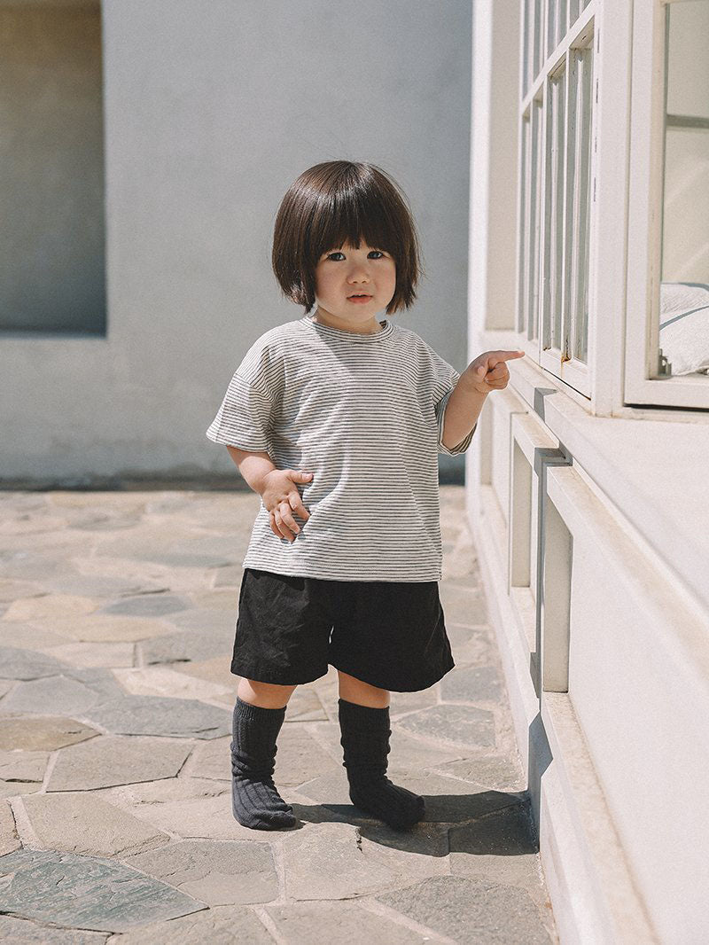 Toddler Mel SS26 Stripe Cotton Short Sleeve Top (1 - 8y) - 2 Colors kids outfit