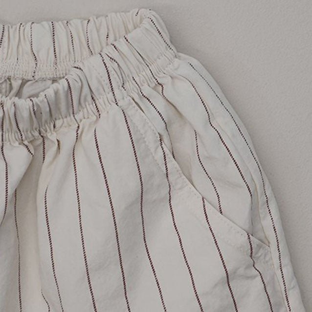 Toddler Mel SS26 Stripe Cotton Shorts (1 - 8y) - Burgundy Stripe kids outfit