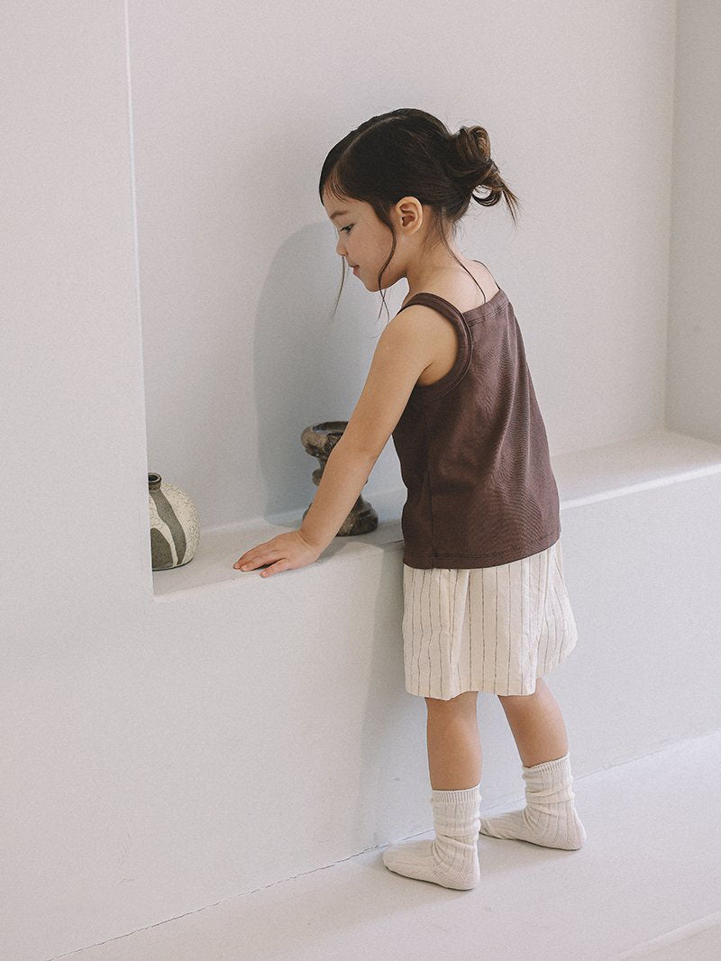 Toddler Mel SS26 Stripe Cotton Shorts (1 - 8y) - Burgundy Stripe kids outfit