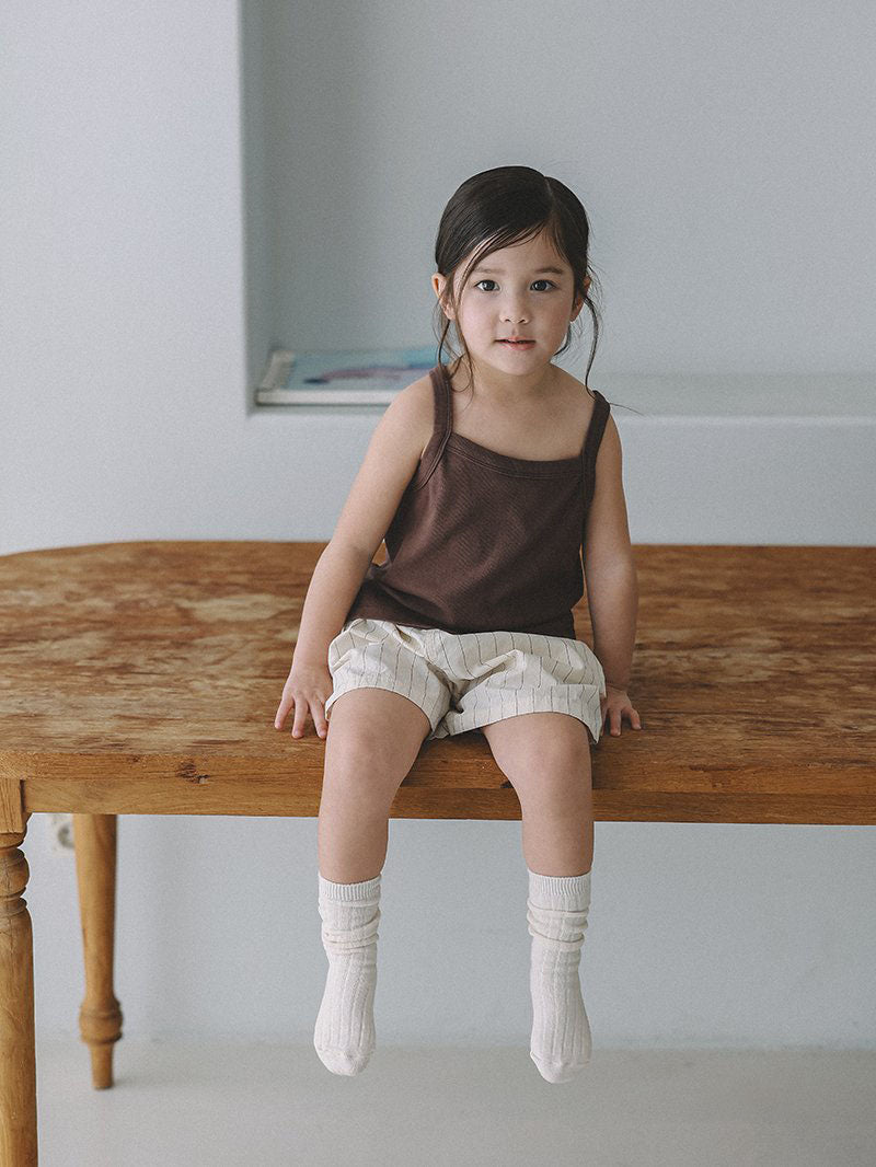 Toddler Mel SS26 Stripe Cotton Shorts (1 - 8y) - Burgundy Stripe kids outfit