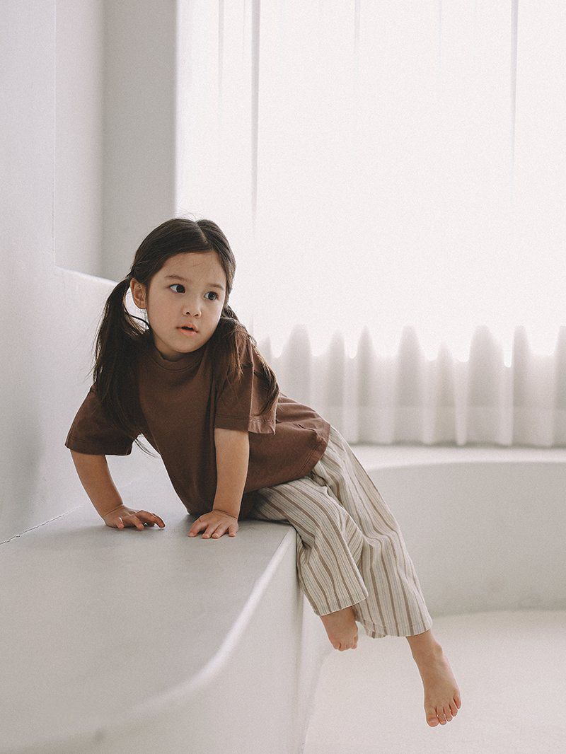Toddler Mel SS26 Stripe Pull - on Pants (1 - 8y) - Brown kids outfit