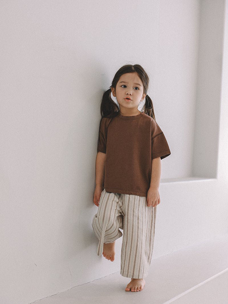Toddler Mel SS26 Stripe Pull - on Pants (1 - 8y) - Brown kids outfit