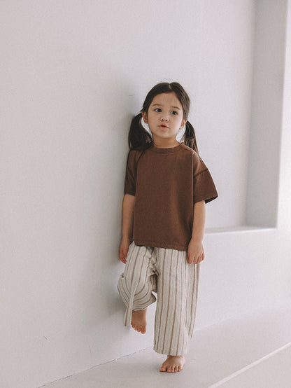 Toddler Mel SS26 Stripe Pull - on Pants (1 - 8y) - Brown kids outfit