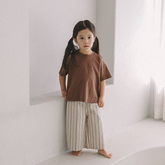Toddler Mel SS26 Stripe Pull - on Pants (1 - 8y) - Brown kids outfit