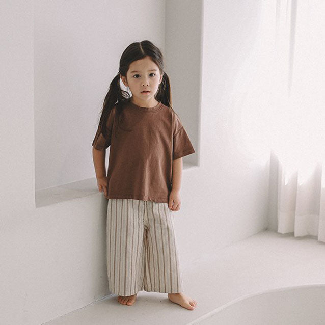 Toddler Mel SS26 Stripe Pull - on Pants (1 - 8y) - Brown kids outfit