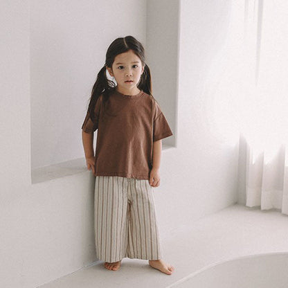 Toddler Mel SS26 Stripe Pull - on Pants (1 - 8y) - Brown kids outfit