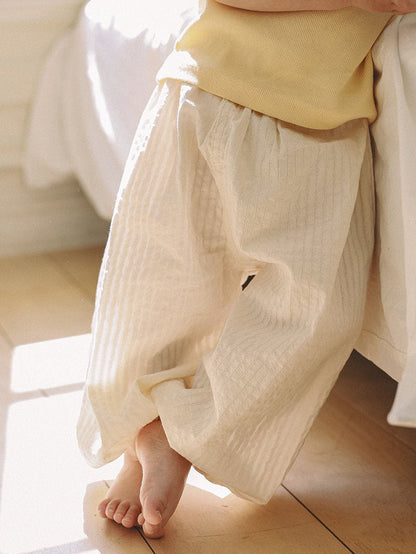 Toddler Mel SS26 Textured Stripe Balloon Jogger Pants (1 - 8y) - Ivory kids outfit