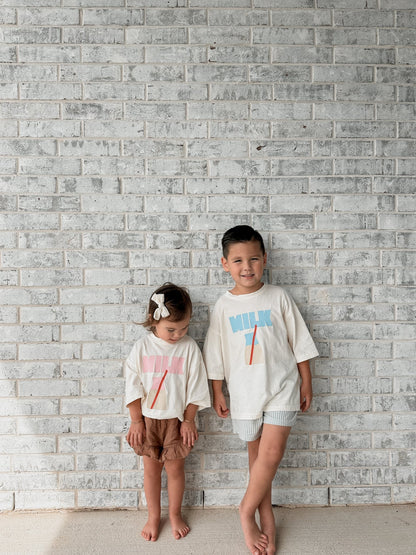 Toddler MILK Oversized Short Sleeve Top (2 - 8y) - 2 Colors kids outfit