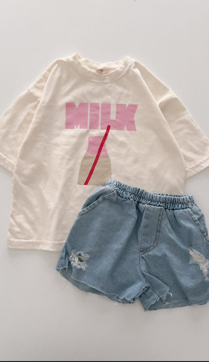 Toddler MILK Oversized Short Sleeve Top (2 - 8y) - 2 Colors kids outfit