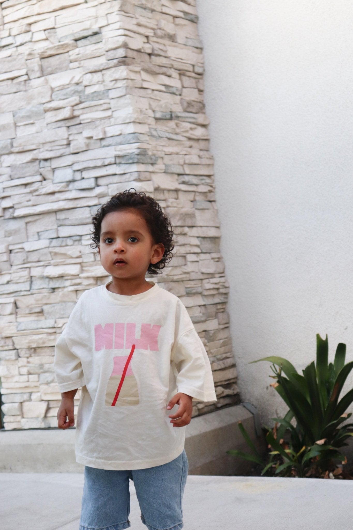 Toddler MILK Oversized Short Sleeve Top (2 - 8y) - 2 Colors kids outfit