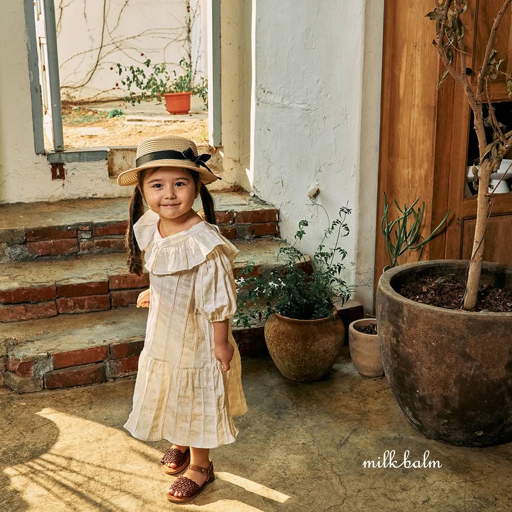 Toddler Milk Ruffle V - Neck Tie Back Dress (3m - 5y) - Cream kids outfit