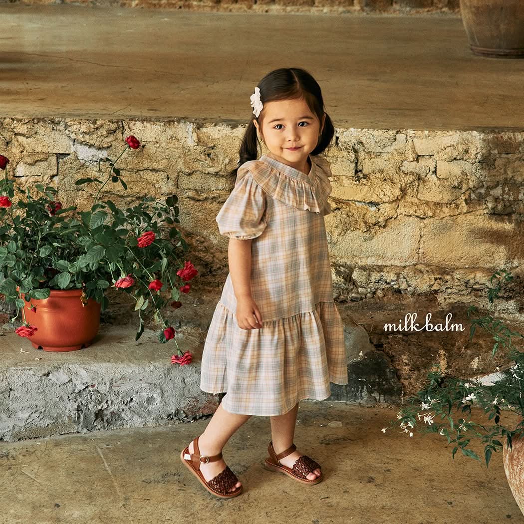 Toddler Milk Ruffle V - Neck Tie Back Dress (3m - 5y) - Plaid kids outfit