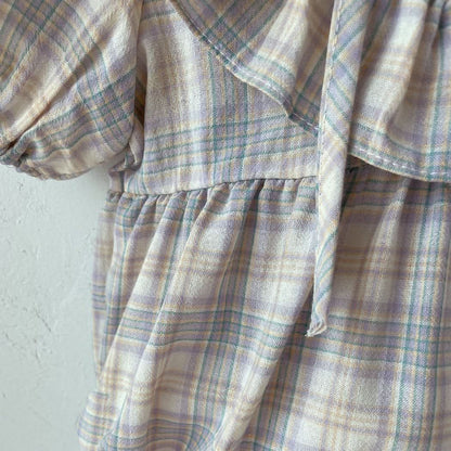 Toddler Milk Ruffle V - Neck Tie Back Dress (3m - 5y) - Plaid kids outfit