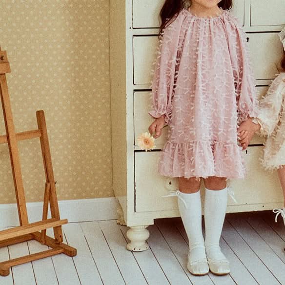 Toddler Milk S25 3D Bows Lace Dress (1 - 7y) - 2 Colors kids outfit