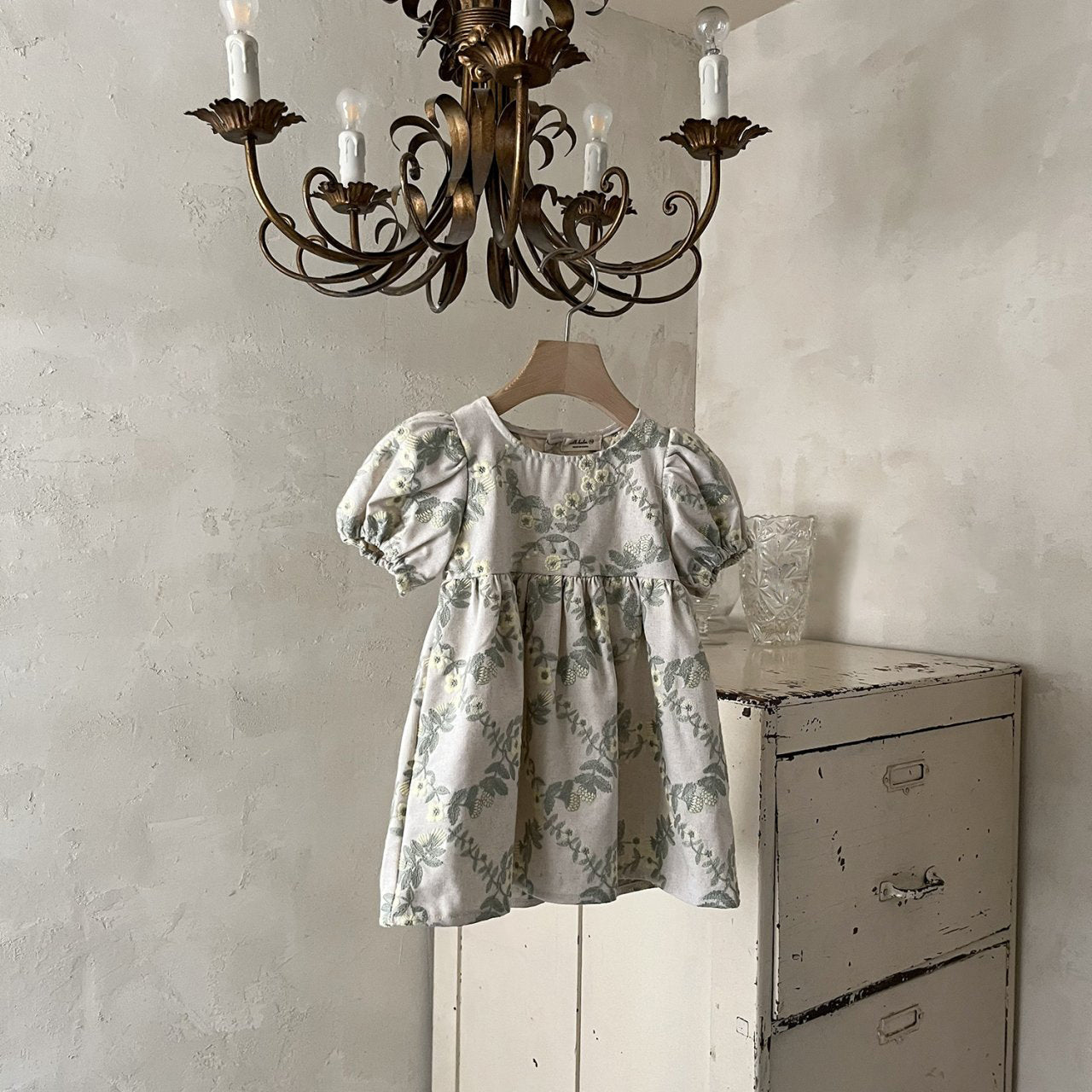 Toddler Milk SP26 Floral Embroidery Puff Sleeve Dress (1 - 7y) - Beige - AT NOON STORE
