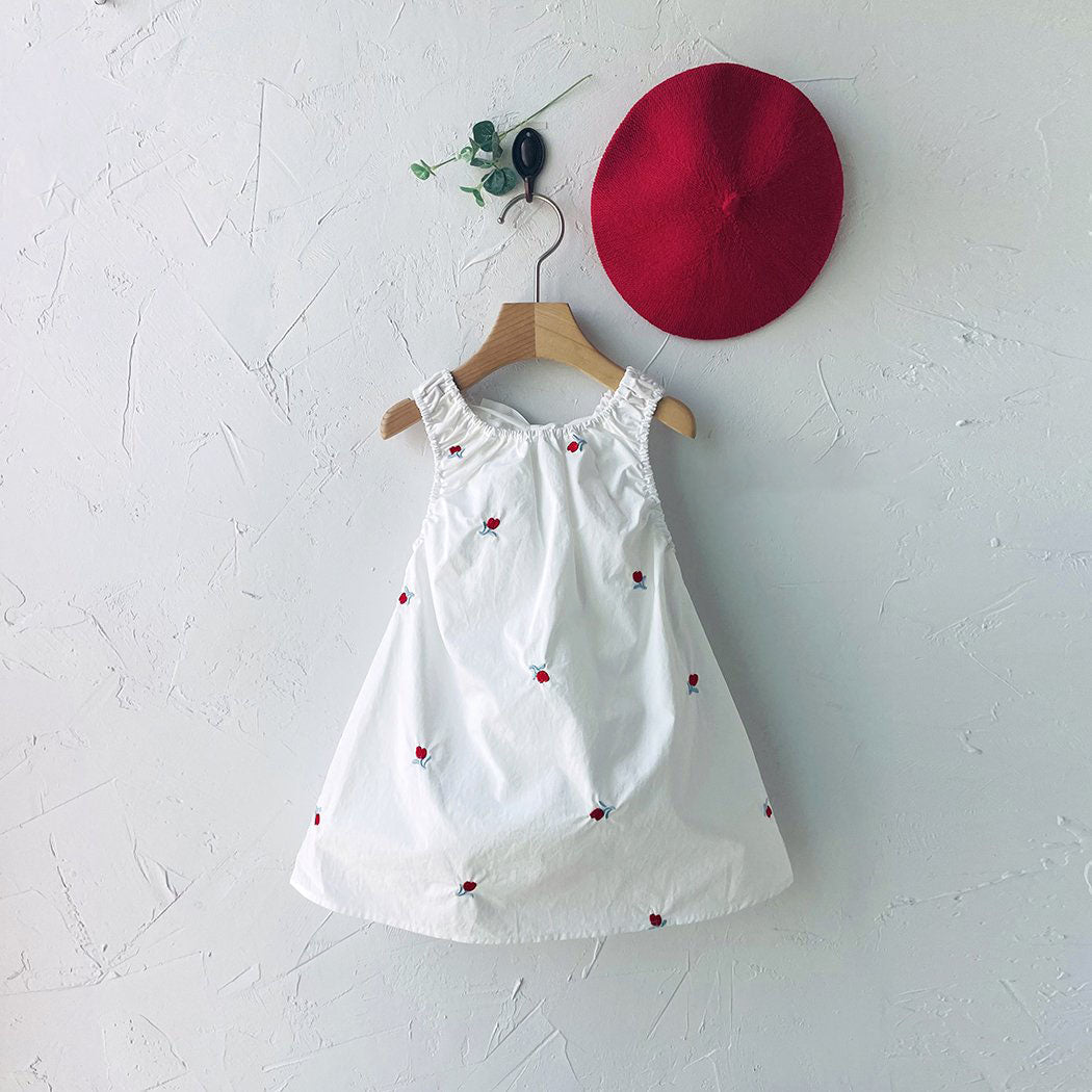 Toddler Milk SS25 Floral Embroidery Sleeveless Tie Back Bubble Dress (1 - 7y) - Ivory kids outfit