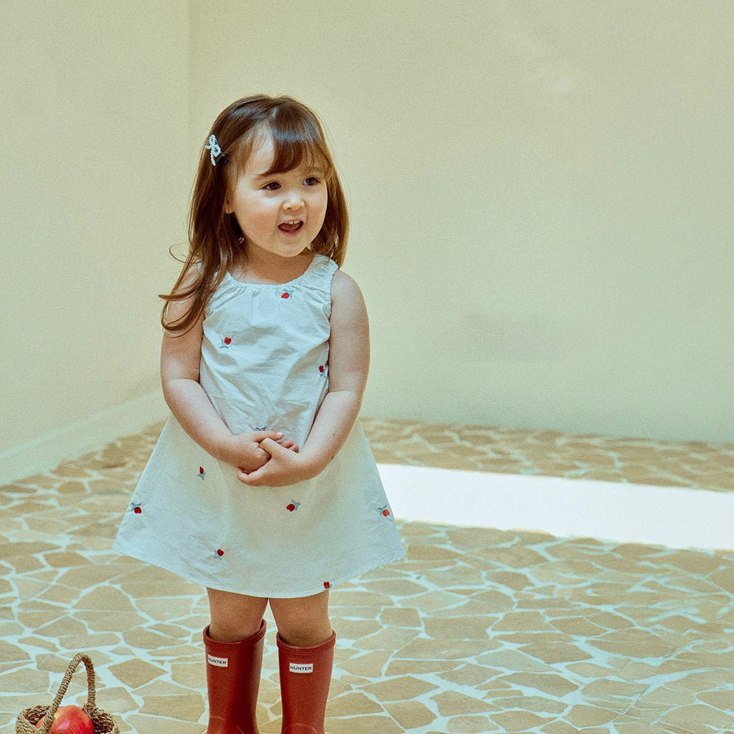 Toddler Milk SS25 Floral Embroidery Sleeveless Tie Back Bubble Dress (1 - 7y) - Ivory kids outfit
