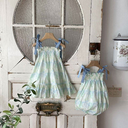 Toddler Milk Tie - Shoulder Dress (3 - 12m) - Green kids outfit