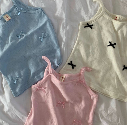 Toddler Mini Bow Pointelle Tank Top (1 - 5y) - 3 Colors kids outfit