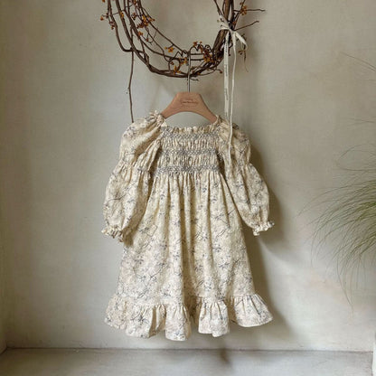 Toddler Monbebe F24 Floral Smocked Bodice Eyelet Dress (1 - 6y) - 2 Colors kids outfit
