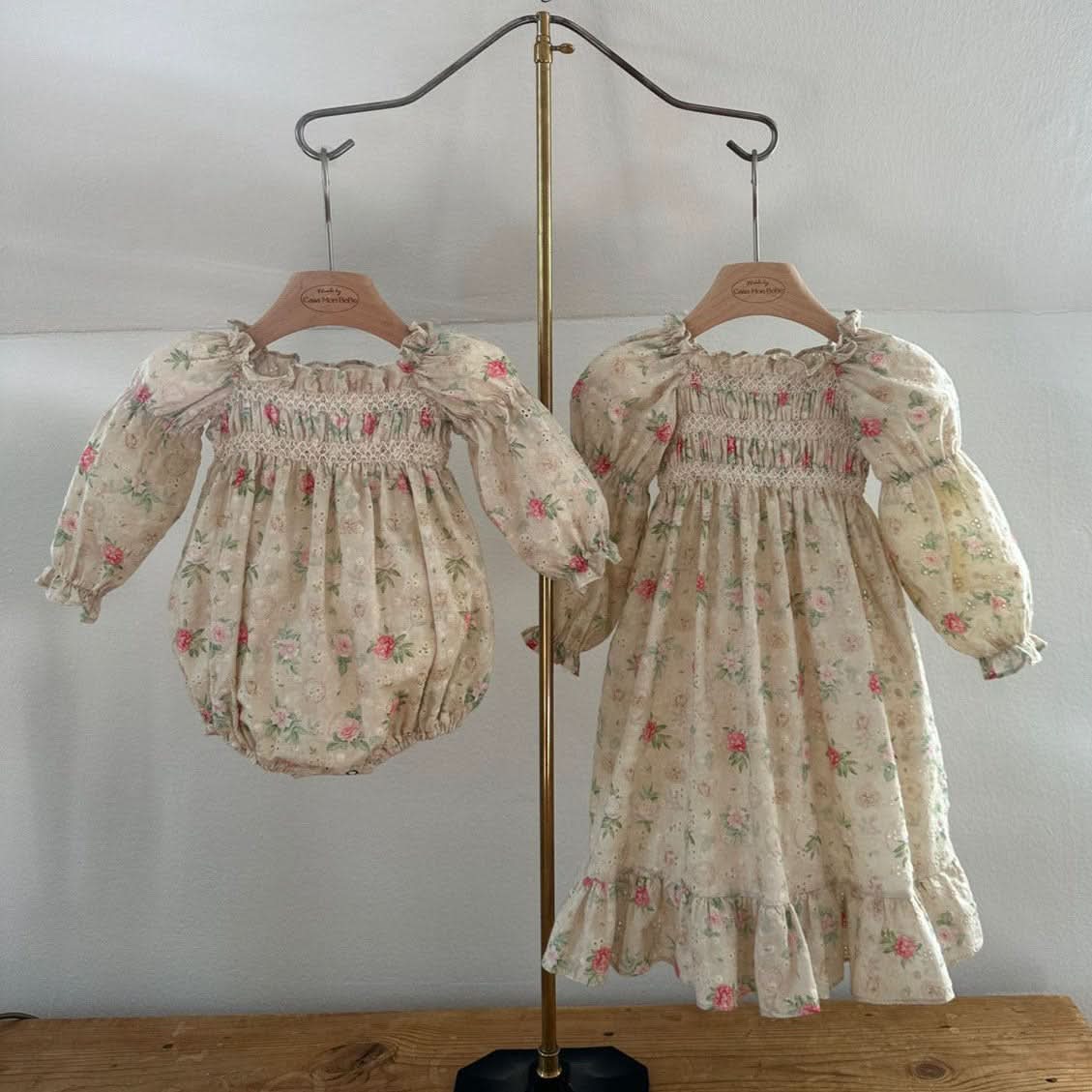 Toddler Monbebe F24 Floral Smocked Bodice Eyelet Dress (1 - 6y) - 2 Colors kids outfit