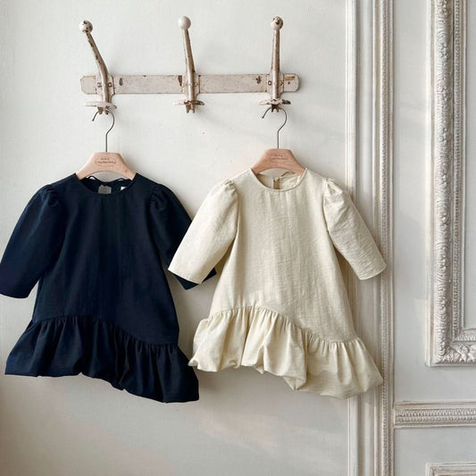 Toddler Monbebe S25 Tie Back Unbalanced Ruffle Dress (1 - 8y) - 2 Colors kids outfit