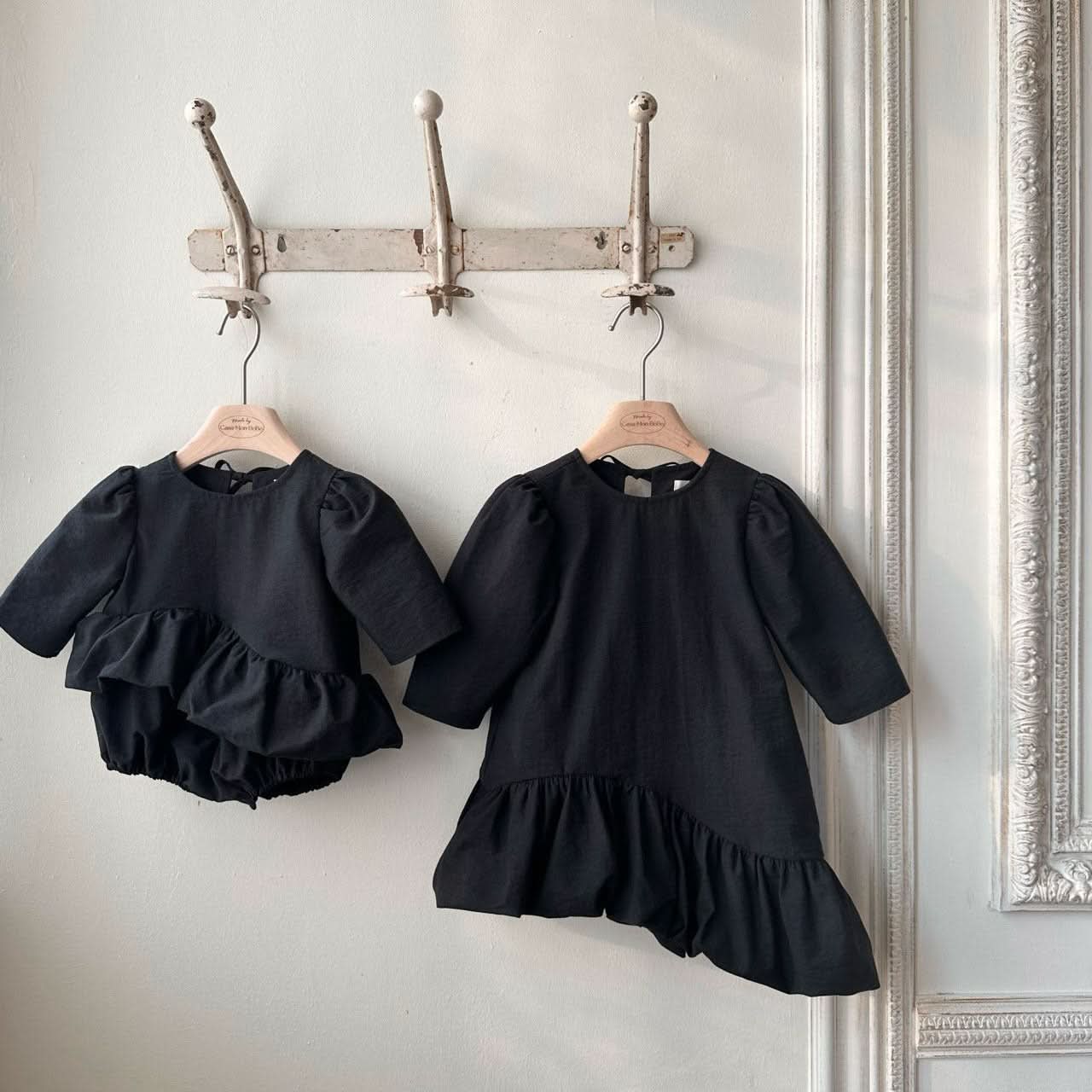 Toddler Monbebe S25 Tie Back Unbalanced Ruffle Dress (1 - 8y) - 2 Colors kids outfit