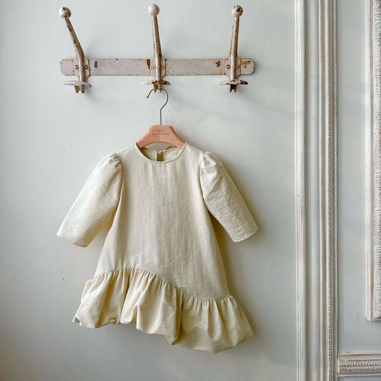 Toddler Monbebe S25 Tie Back Unbalanced Ruffle Dress (1 - 8y) - 2 Colors kids outfit