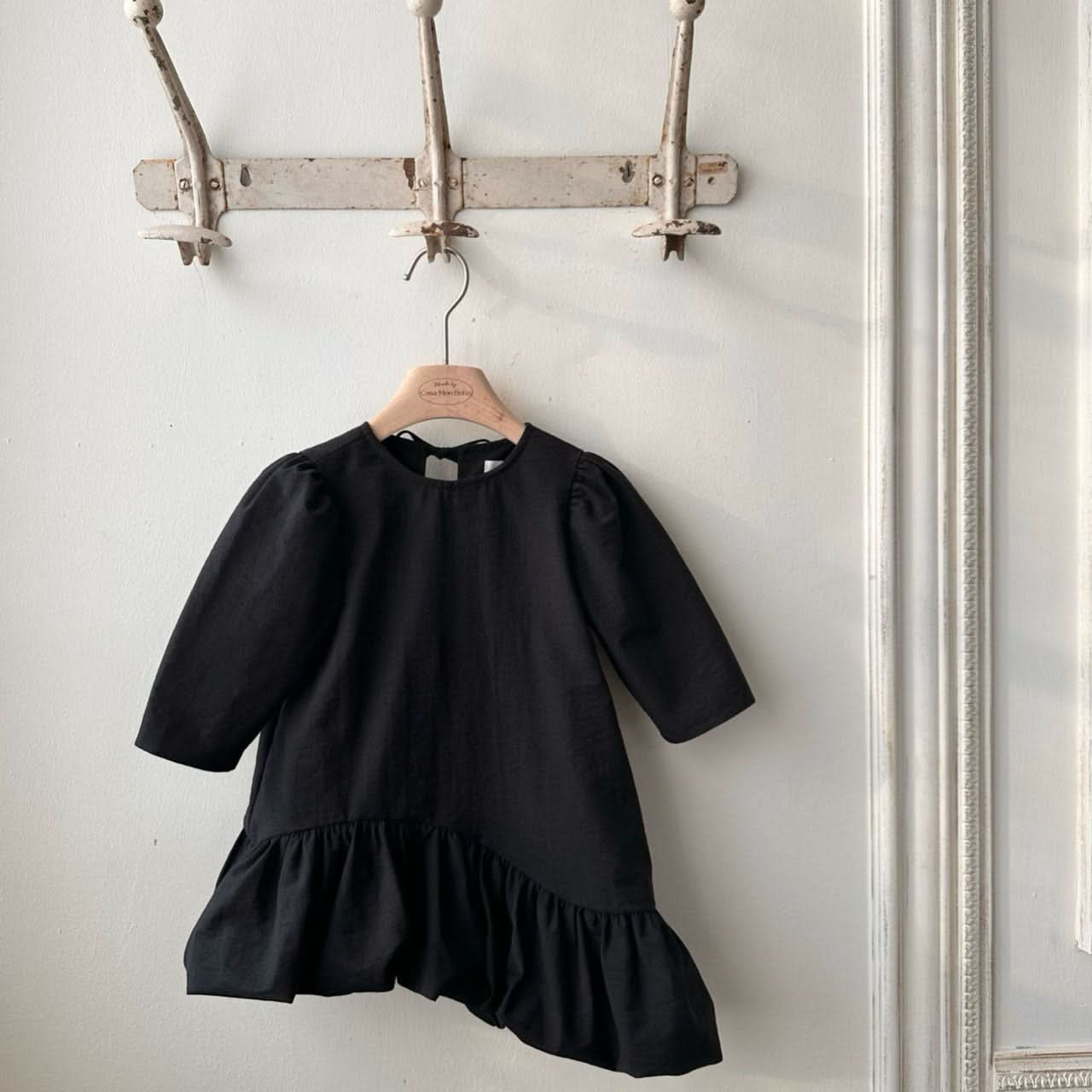 Toddler Monbebe S25 Tie Back Unbalanced Ruffle Dress (1 - 8y) - 2 Colors kids outfit