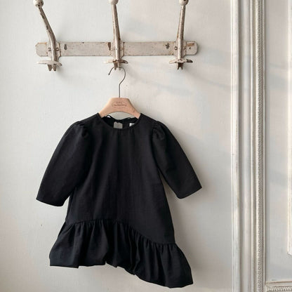 Toddler Monbebe S25 Tie Back Unbalanced Ruffle Dress (1 - 8y) - 2 Colors kids outfit