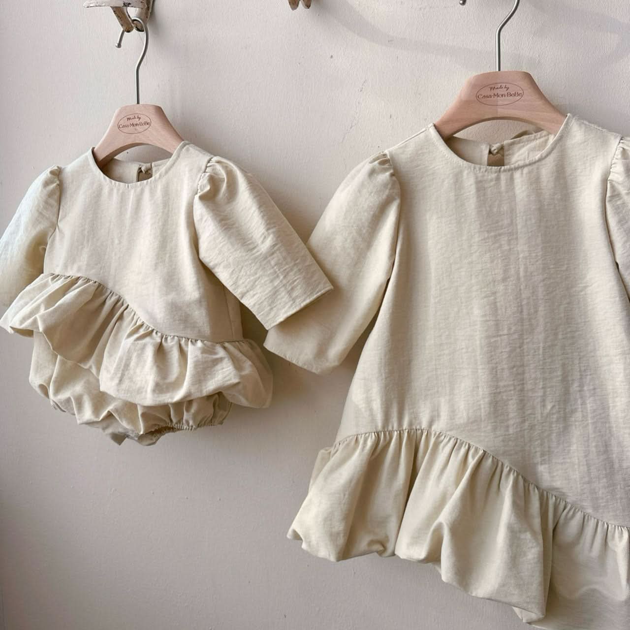 Toddler Monbebe S25 Tie Back Unbalanced Ruffle Dress (1 - 8y) - 2 Colors kids outfit