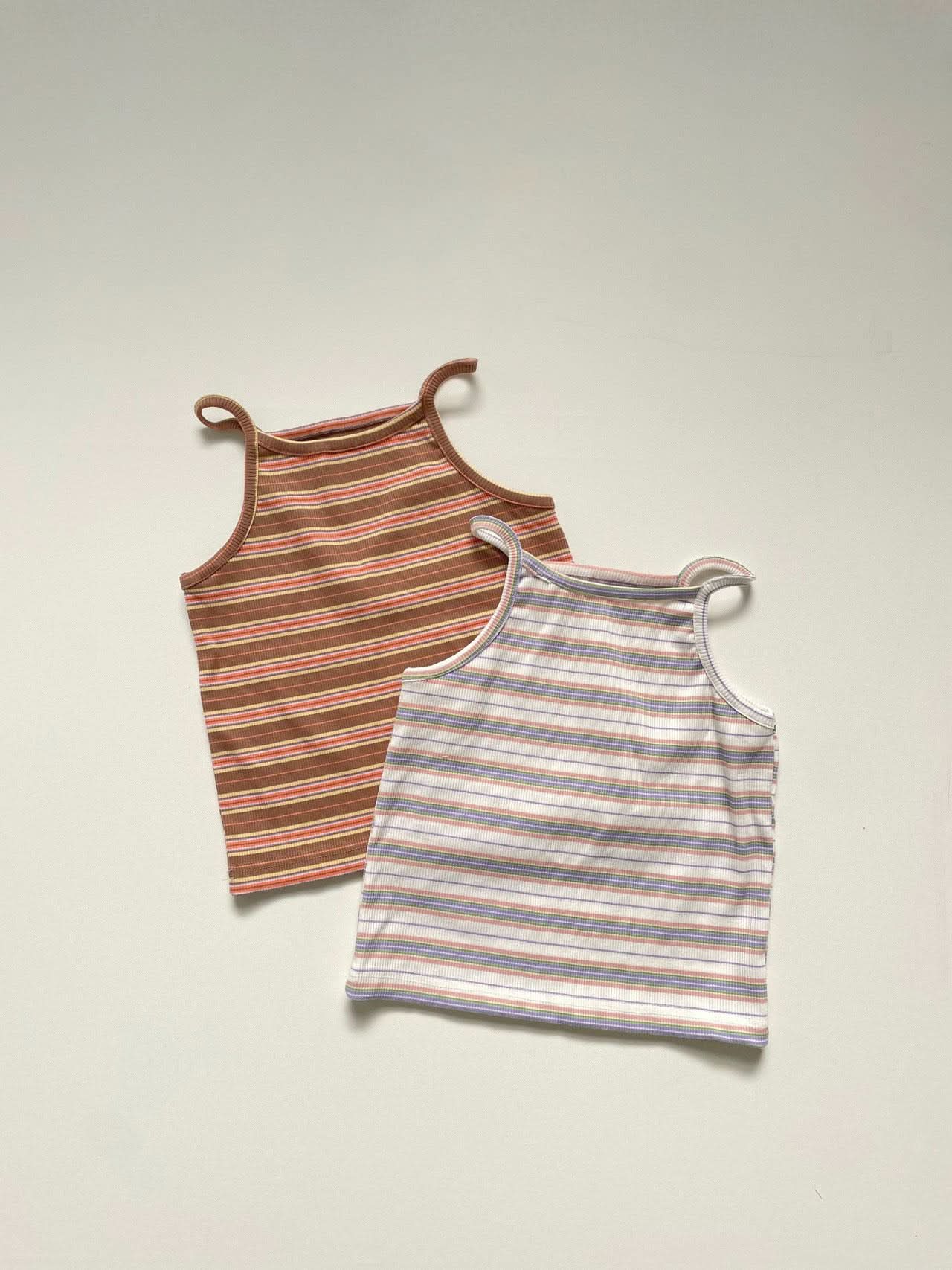 Toddler Multi Stripe Cami and Flare Pants Set (16 - 24m) - Brown+Orange kids outfit