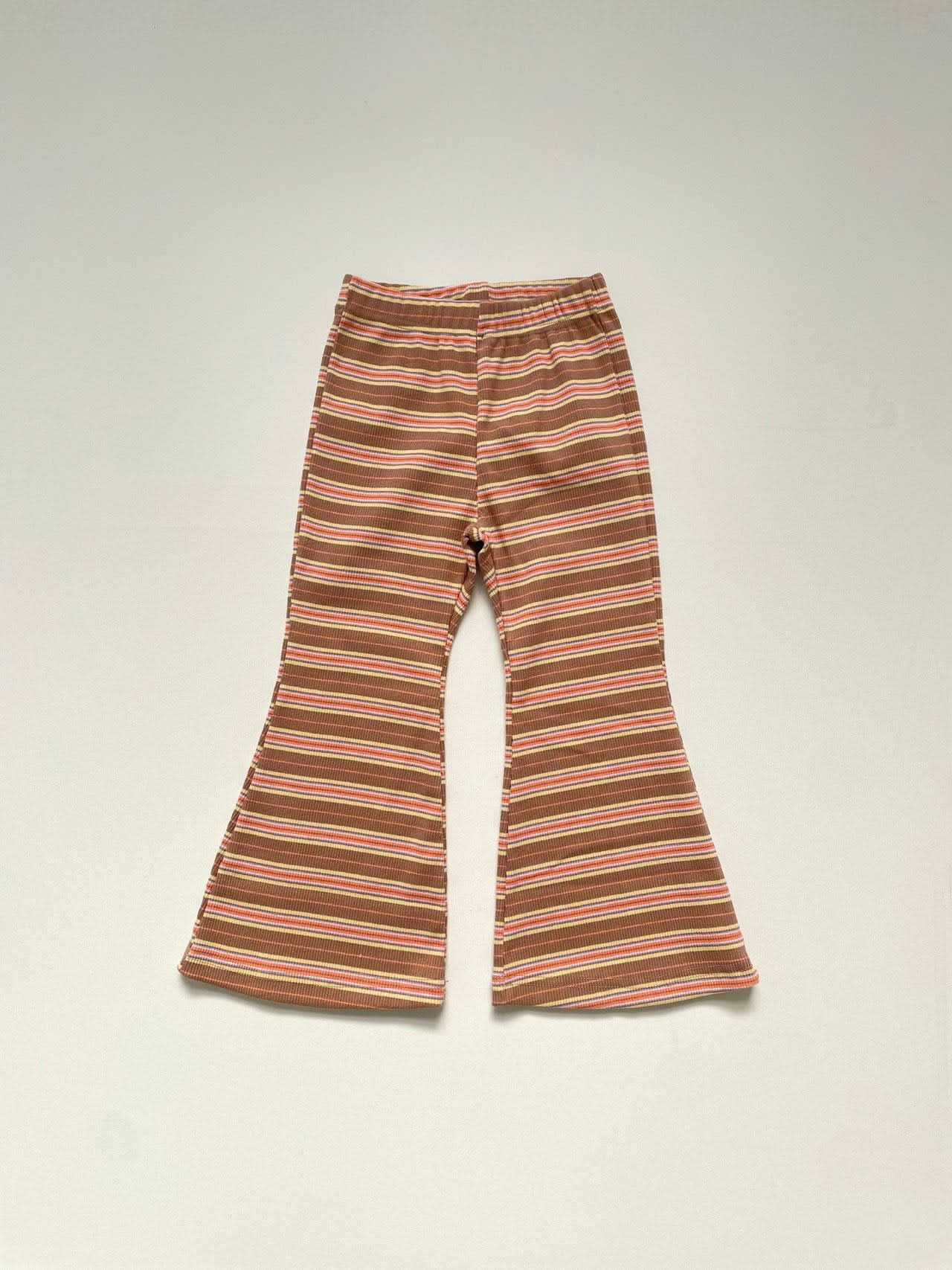 Toddler Multi Stripe Cami and Flare Pants Set (16 - 24m) - Brown+Orange kids outfit