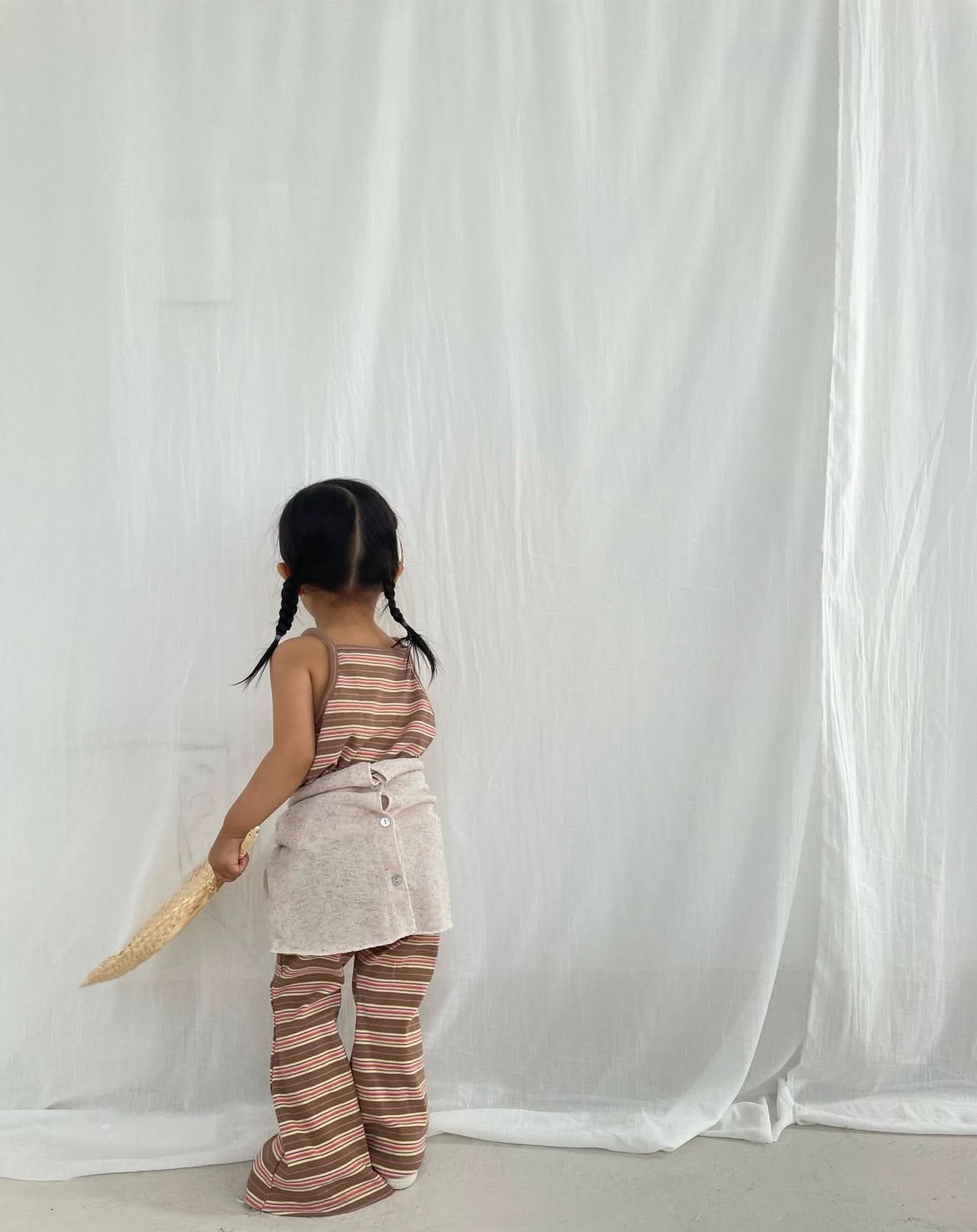 Toddler Multi Stripe Cami and Flare Pants Set (16 - 24m) - Brown+Orange kids outfit