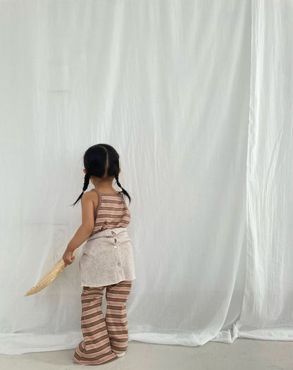Toddler Multi Stripe Cami and Flare Pants Set (16 - 24m) - Brown+Orange kids outfit