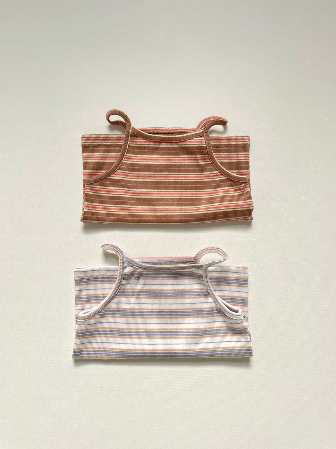Toddler Multi Stripe Cami and Flare Pants Set (16 - 24m) - Brown+Orange kids outfit