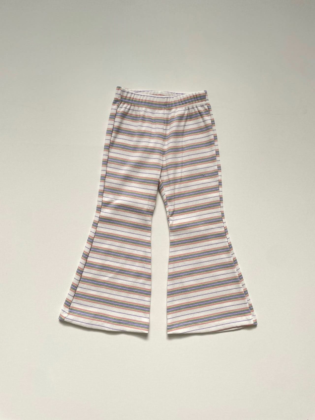 Toddler Multi Stripe Cami and Flare Pants Set (16 - 24m) - Brown+Orange kids outfit