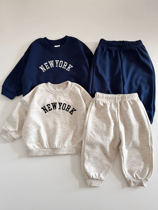 Toddler New York Embroidery Sweatshirt and Jogger Pants Set (12m - 4t) - 2 Colors kids outfit