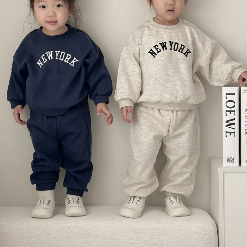 Toddler New York Embroidery Sweatshirt and Jogger Pants Set (12m - 4t) - 2 Colors kids outfit