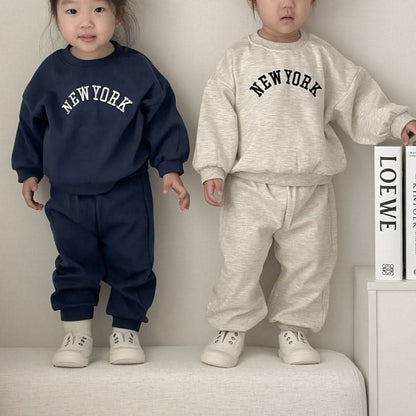 Toddler New York Embroidery Sweatshirt and Jogger Pants Set (12m - 4t) - 2 Colors kids outfit