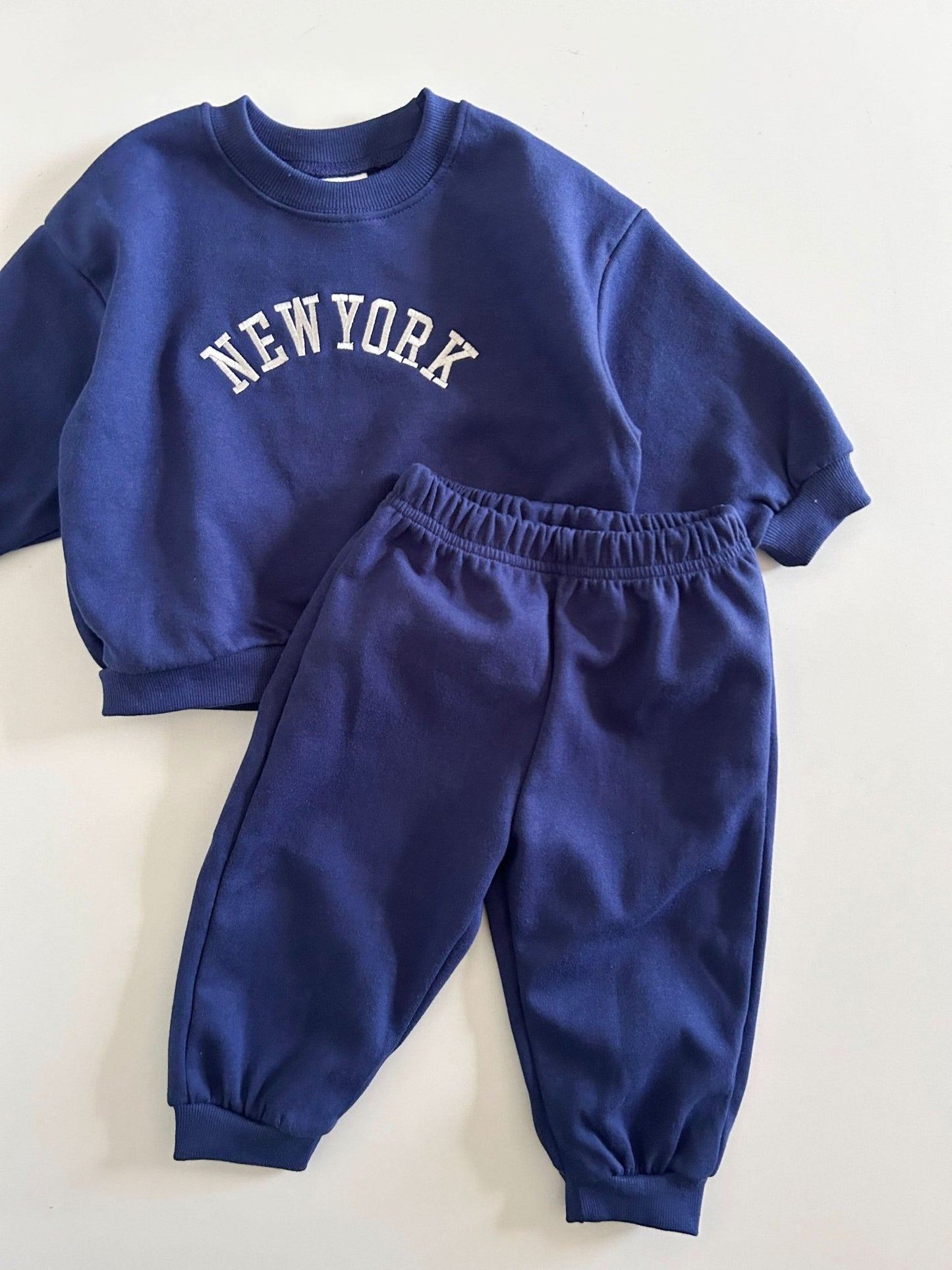 Toddler New York Embroidery Sweatshirt and Jogger Pants Set (12m - 4t) - 2 Colors kids outfit