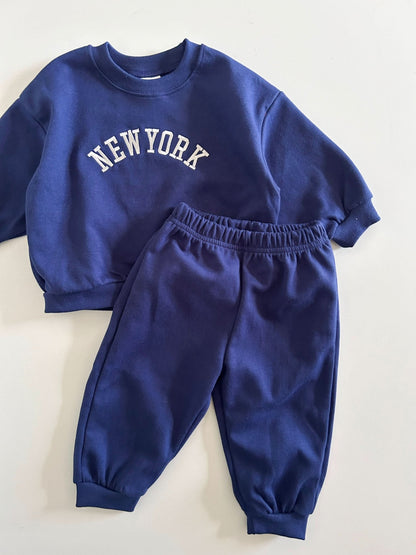 Toddler New York Embroidery Sweatshirt and Jogger Pants Set (12m - 4t) - 2 Colors kids outfit