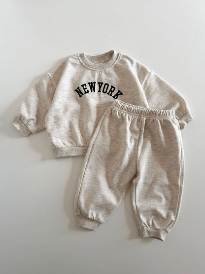 Toddler New York Embroidery Sweatshirt and Jogger Pants Set (12m - 4t) - 2 Colors kids outfit