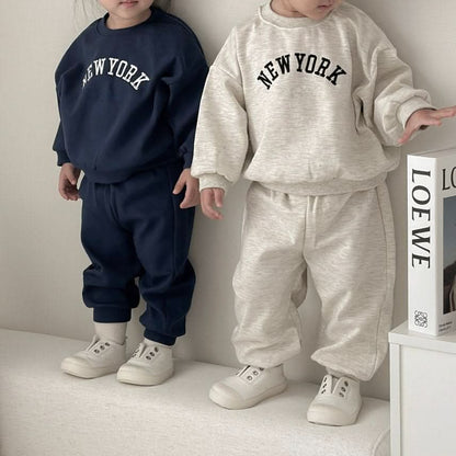 Toddler New York Embroidery Sweatshirt and Jogger Pants Set (12m - 4t) - 2 Colors kids outfit