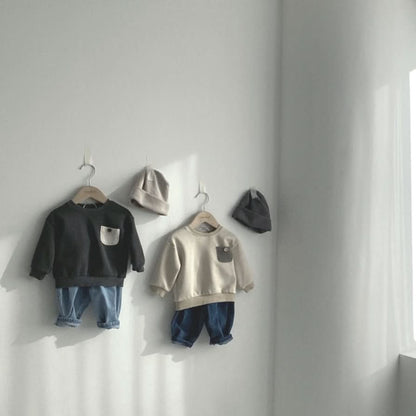 Toddler Nunu Chest Pocket Sweatshirt (1 - 6y) - 2 Colors kids outfit