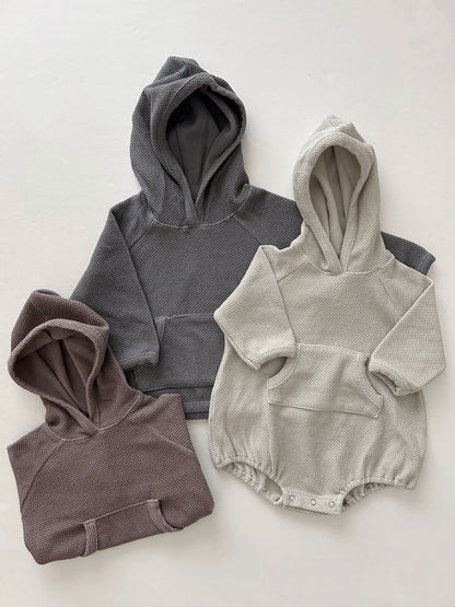 Toddler Nunu Textured Kangaroo Pocket Pullover Hoodie (1 - 6y) - 3 Colors kids outfit